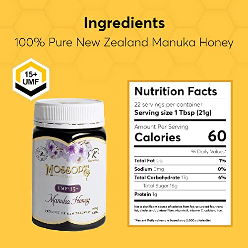 PRI Mossop’s Manuka Honey UMF 15+ MGO 514+ 1.1lb Raw New Zealand G365528