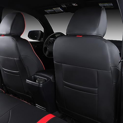 PTYYDS Seat Covers for 2016-2023 Toyota Tacoma Full Set Black Red U9444