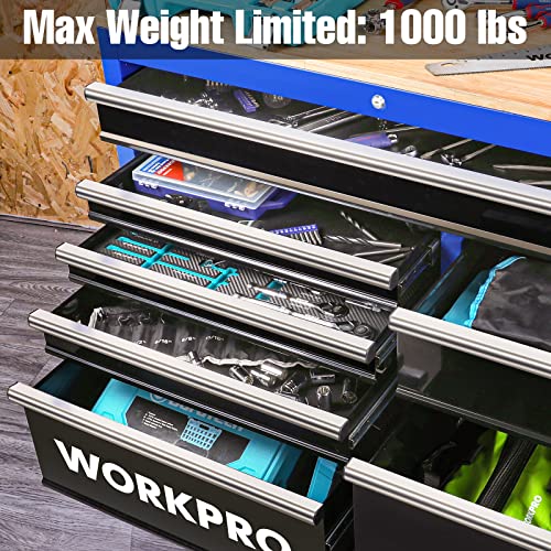 WORKPRO 46-Inch 9-Drawer Rolling Tool Chest with Wooden Top R9148