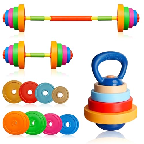 Kids Adjustable Weight Set Toy Barbell Dumbbell Kettlebell L68425