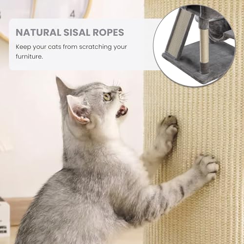 SHA CERLIN 65in Cat Tree Tower for Indoor Cats, Multi-Level with Scratching Posts and Hammock Y941282