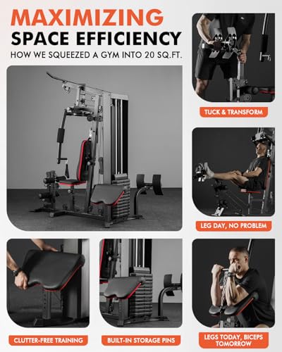 Mikolo Home Gym 150LBS Weight Stack, Full Body Strength Training Equipment I1105