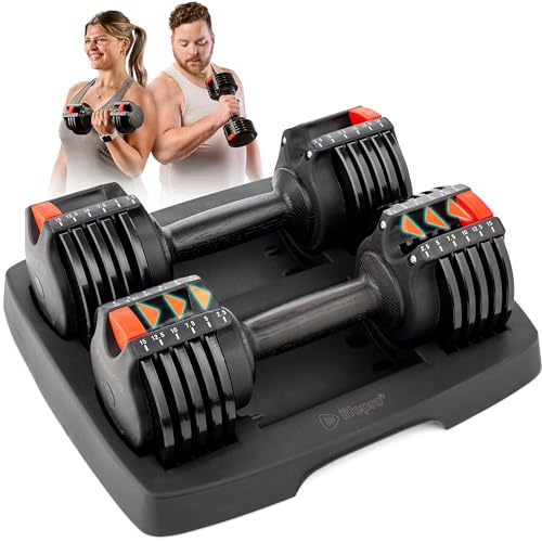 Lifepro Adjustable Dumbbells Set with Rack, 5-in-1, 15-55lb, Home Gym K99628
