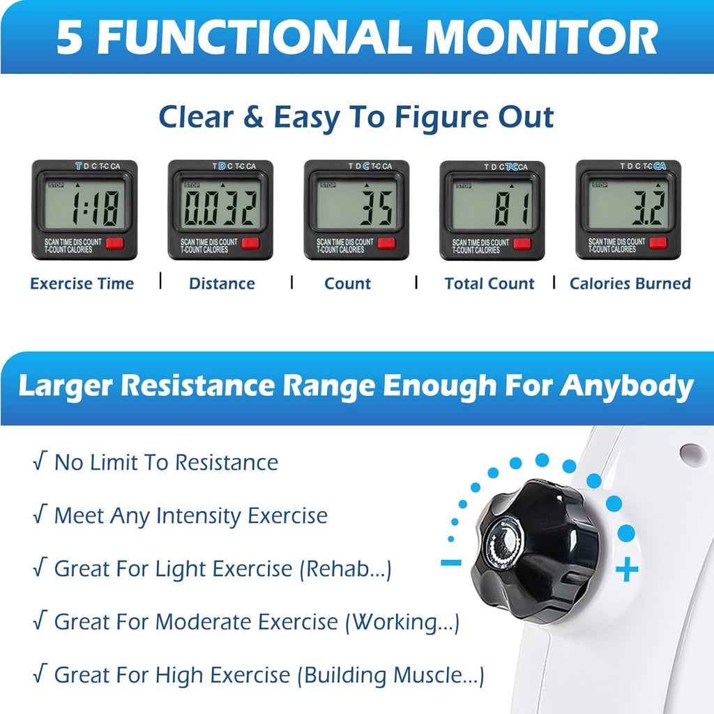 TABEKE Under Desk Bike Pedal Exerciser for Arm and Leg Exercise with LCD Display E71810