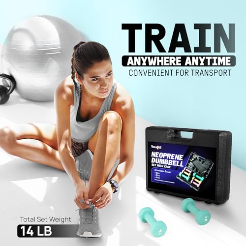 Yes4All Neoprene Coated Dumbbell Hand Weight Sets with Rack U179