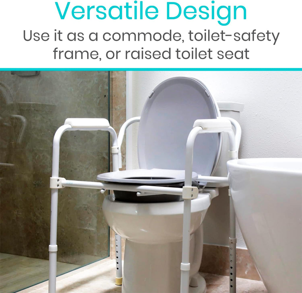 Vive Bedside Commode Toilet Chair Folding 350 lb Capacity 3 in 1 Heavy Duty Bariatric W70520