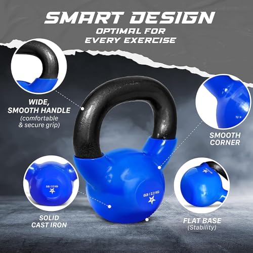 Yes4All 5-100 LB Vinyl Coated Cast Iron Kettlebells M964803