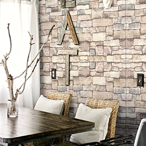 Shikha 3D Wall Panel Faux Stone Self-Adhesive Wallpaper 10 Pack Natural Granite S219