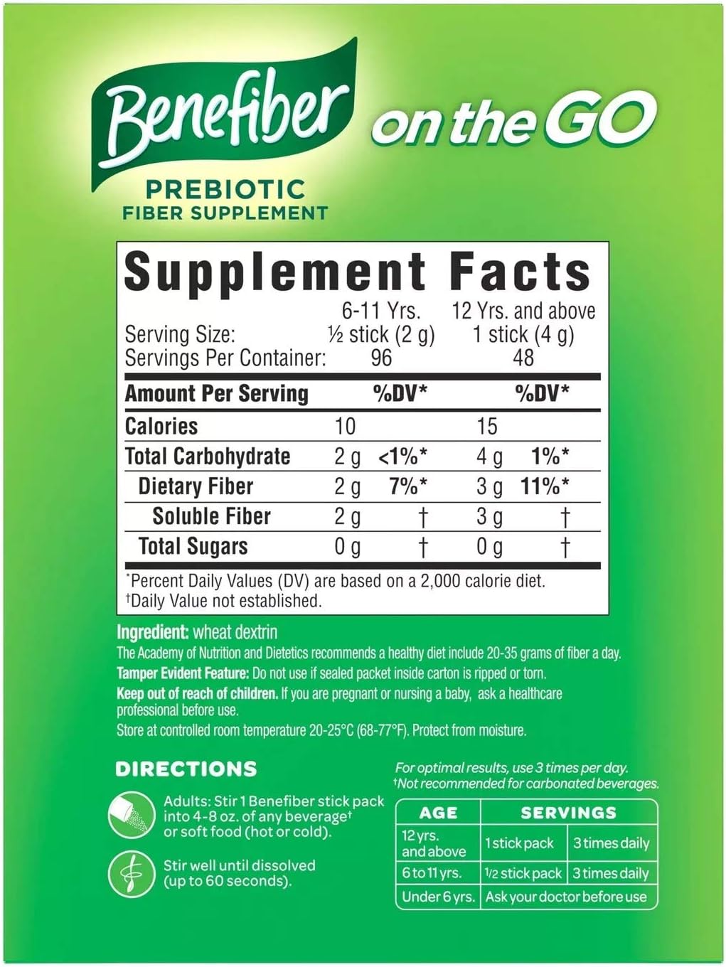 Benefiber Prebiotic Fiber Sticks - 48ct W23862
