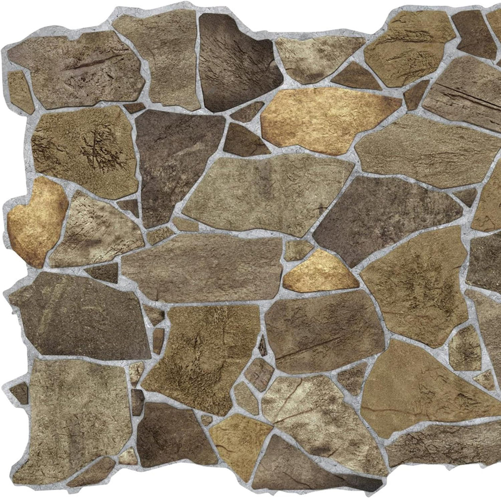 Dundee Deco Brown Faux Stone PVC 3D Wall Panel, 3.2 ft X 2.1 ft (98cm X 63cm), Interior Design Wall Paneling Decor, Total Coverage 6.7 sq. ft. (0.6 sq. m)