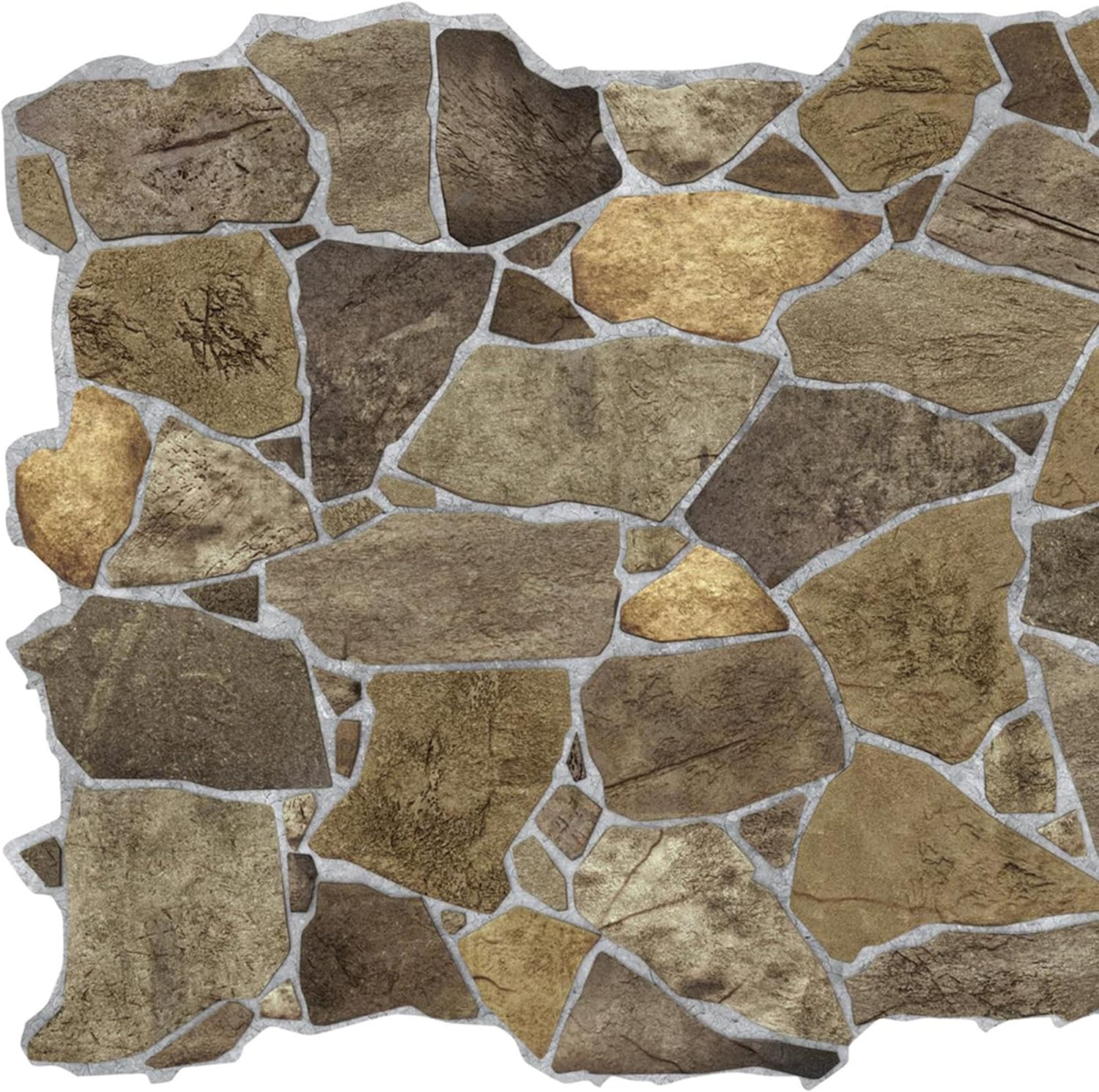 Dundee Deco Brown Faux Stone PVC 3D Wall Panel, 3.2 ft X 2.1 ft (98cm X 63cm), Interior Design Wall Paneling Decor, Total Coverage 6.7 sq. ft. (0.6 sq. m)