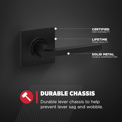 Kwikset Casey Interior Privacy Door Handle with Lock 10 Pack, Matte Black G103018