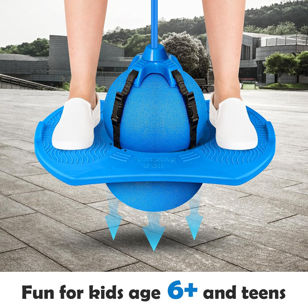Pogo Jumper with Handle and Ball Pump for Kids and Adults (Blue) P3310