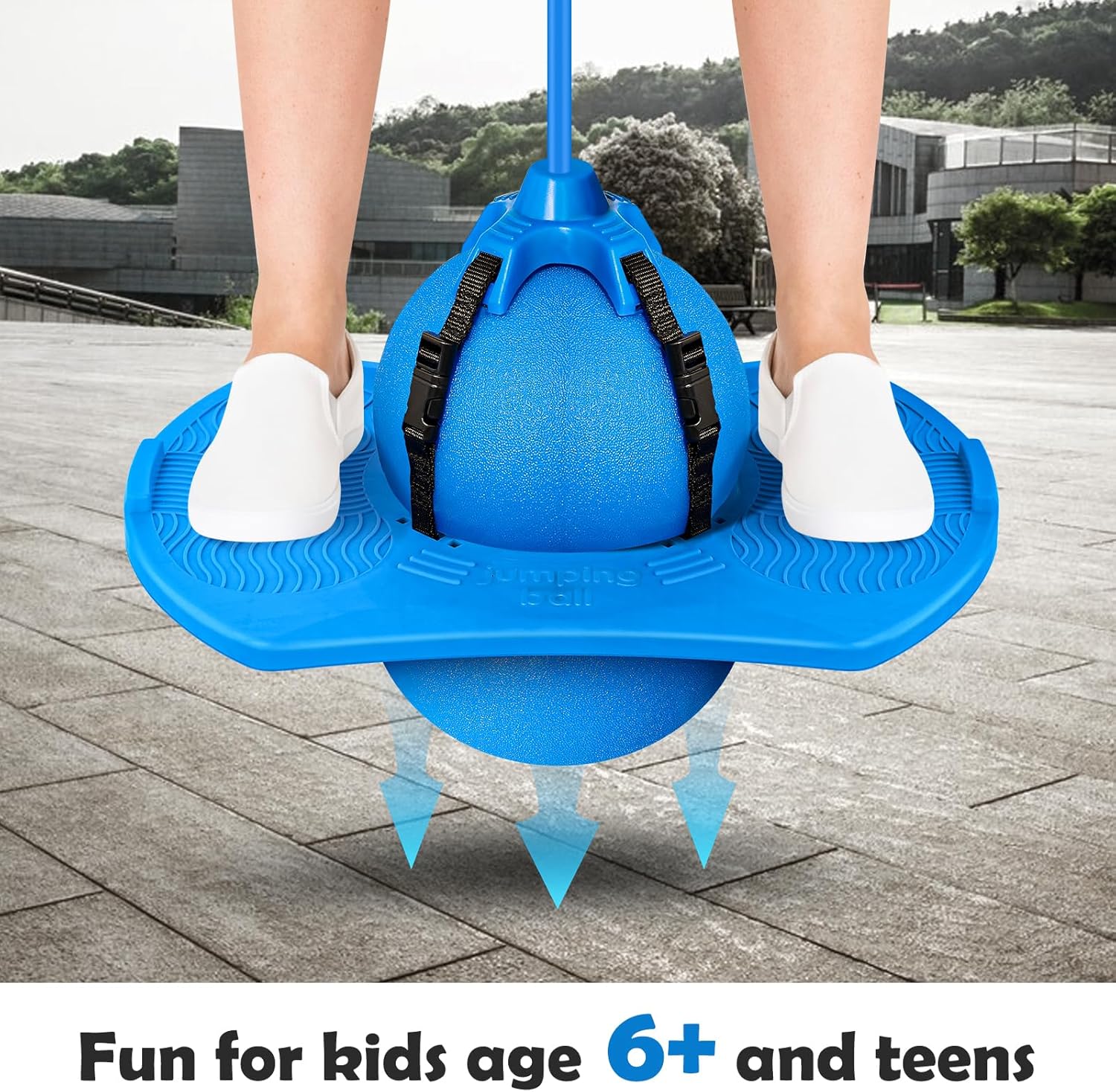 Pogo Jumper with Handle and Ball Pump for Kids and Adults (Blue) P3310