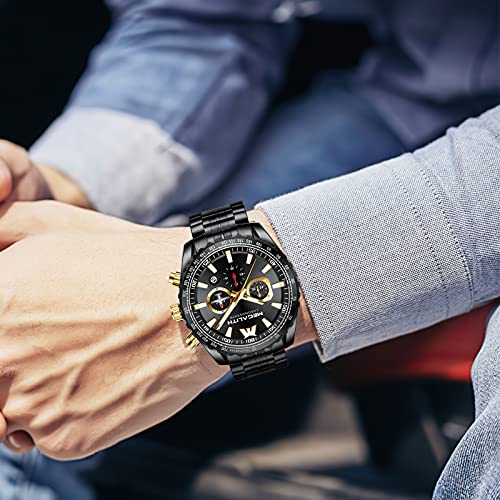 MEGALITH Men's Pilot Watch Analog Quartz Chronograph Waterproof 46mm K900128