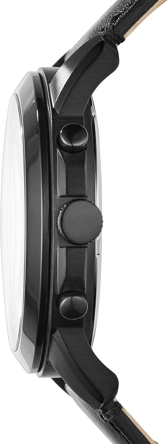 Fossil Men's Grant Quartz Chronograph Watch, Black Leather and Stainless Steel U76424