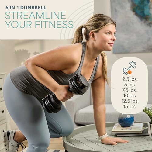 Lifepro Adjustable Dumbbells Set with Rack, 5-in-1, 15-55lb, Home Gym K99628