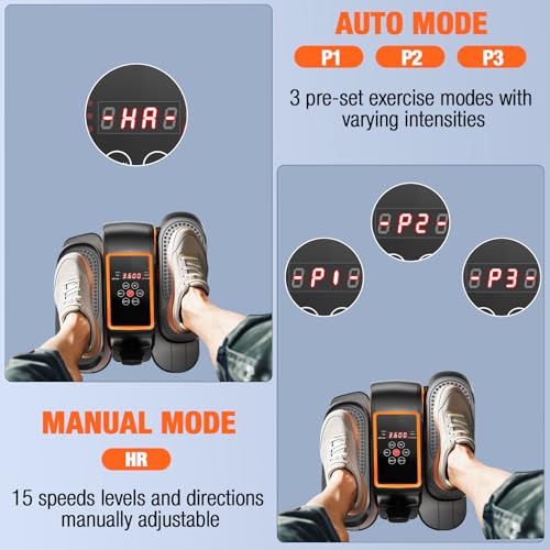 Under Desk Elliptical Machine with Remote, 15 Speeds, Portable Leg Exerciser for Seniors G6270