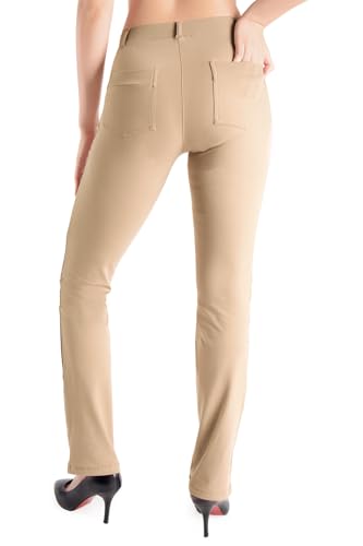 Yogipace Women's Straight Leg Yoga Dress Pants with Belt Loops H62689