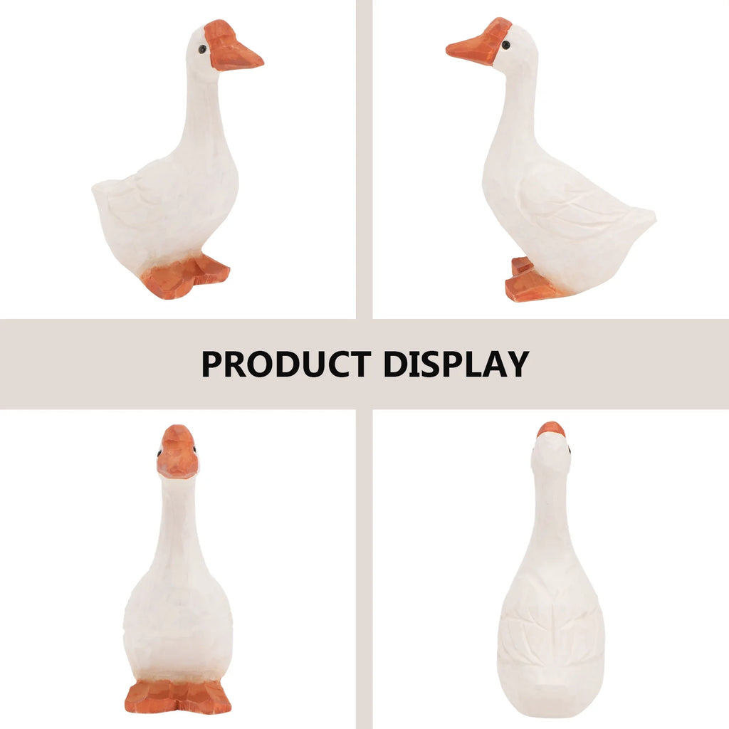 Wooden Goose Mini Animal Carving Ornaments Home Decor 11x6cm V122812