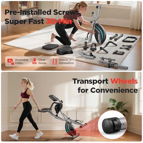 Pleny Folding Exercise Bike, 5-in-1 Stationary Bike for Home Gym L299