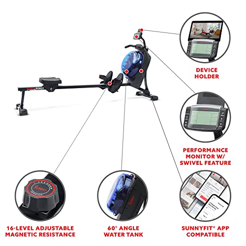 Sunny Health & Fitness Elite Water Rowing Machine T4389