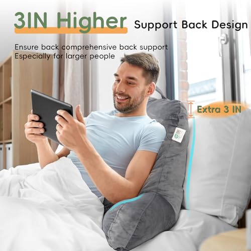 ROKDUK Reading Pillow for Adults, Shredded Memory Foam Backrest with Arms T159