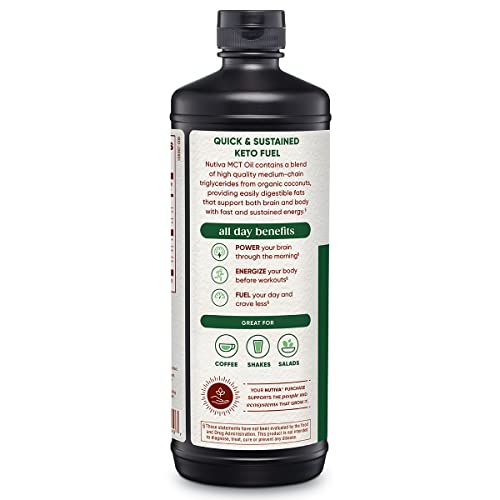 Nutiva Organic MCT Oil, Unflavored, 32 Oz, USDA Organic, Keto L228