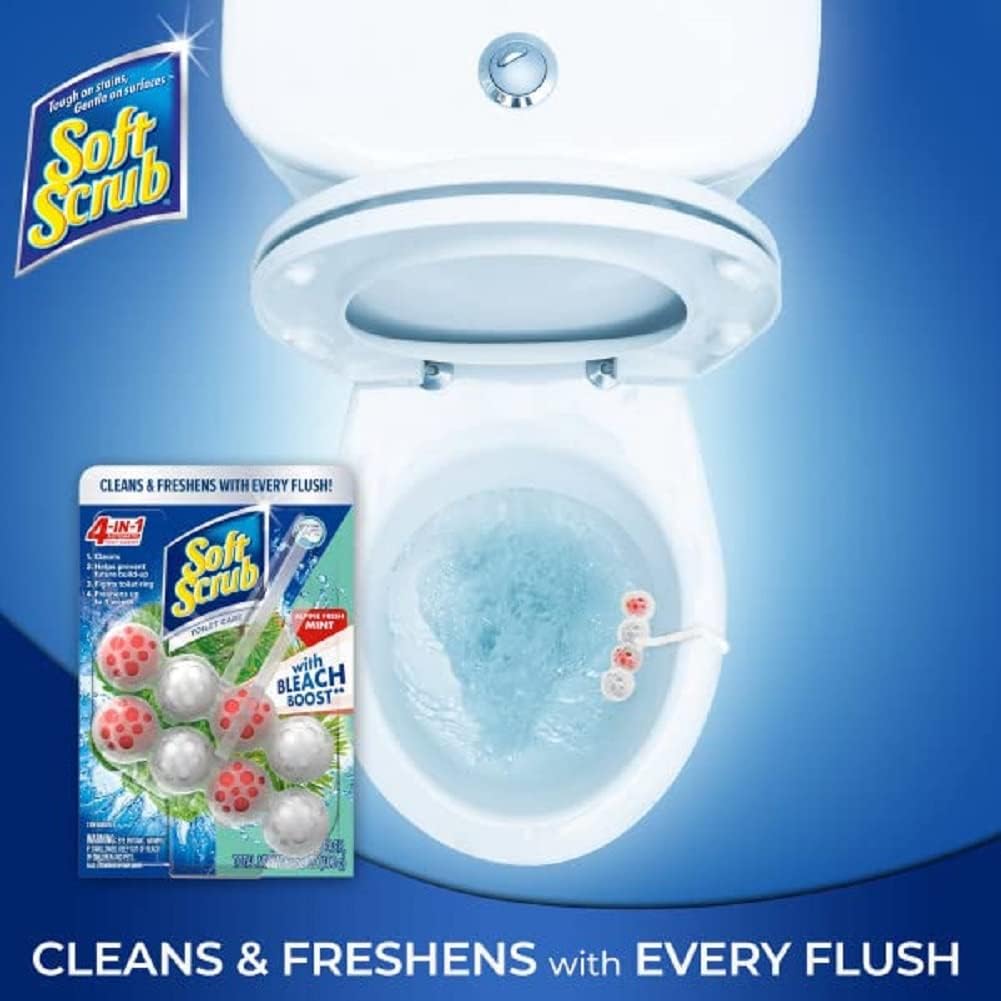 Soft Scrub 4-in-1 Rim Hanger Toilet Bowl Cleaner, Alpine Fresh Mint, 6 Count Y7434
