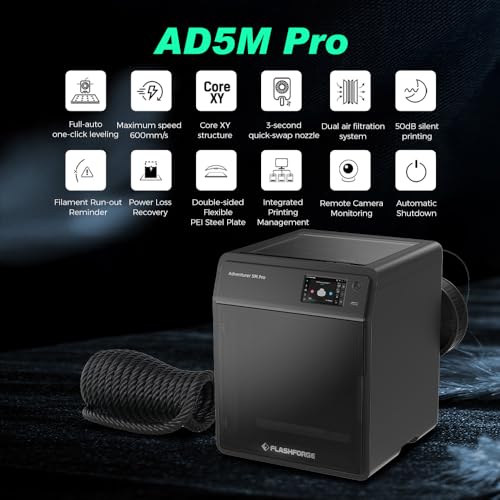 FLASHFORGE Adventurer 5M Pro 3D Printer, High-Speed Auto Leveling, 220x220x220mm U882127