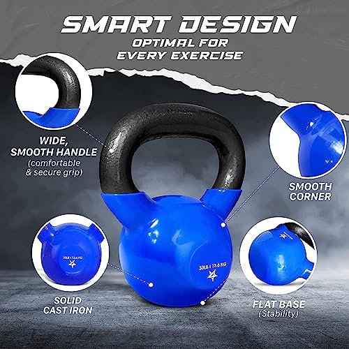 Yes4All 5-100 LB Vinyl Coated Cast Iron Kettlebells M964803