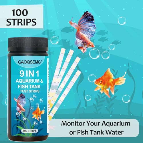 9-in-1 Aquarium Water Testing Kit, 100 Strips for Freshwater & Saltwater Fish Tank J5357
