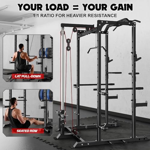 C1-V4 Power Cage with LAT Pulldown, Multi-Function Weight Cage for Home Gym G4781