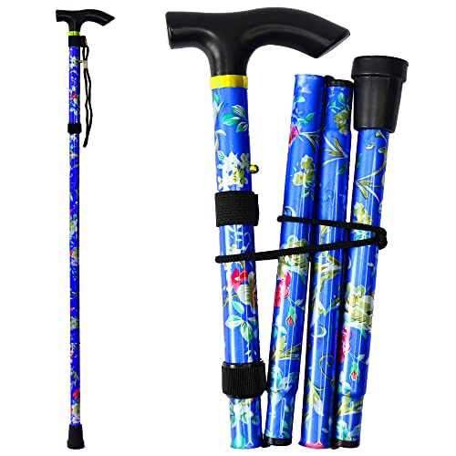 5-Level Walking Cane, Lightweight, Adjustable and Aluminum Canes for Seniors Adult Men and Women,Folding Canes,Ergonomic Wheeled Handle, New Floral Pattern