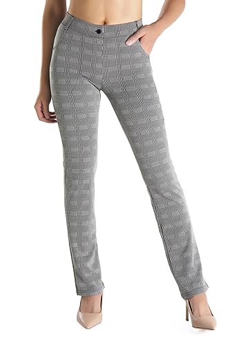 Yogipace Women's Straight Leg Yoga Dress Pants with Belt Loops H62689