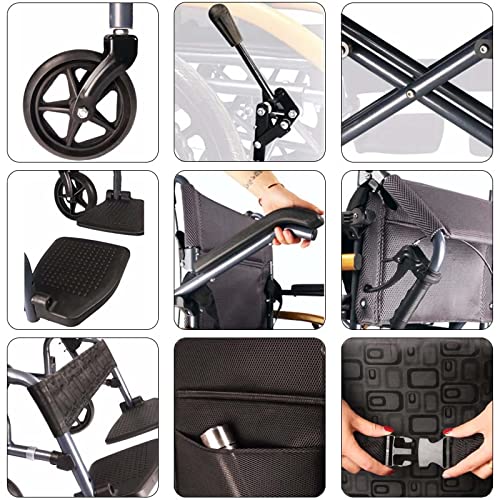 Heavy Duty Folding Transport Wheelchair with Handbrakes, 18 Inch Seat W67781