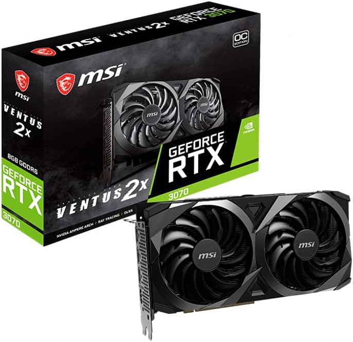 MSI Gaming GeForce RTX 3070 Ventus 2X 8G OC LHR 8GB GDRR6 256-Bit HDMI/DP Nvlink Torx Fan 2 Graphics Card for PC Gaming, NVIDIA GPU Video Card, Computer Graphics Cards for Gamers (Renewed)