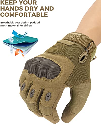 KEMIMOTO Tactical Gloves for Men, Touchscreen Motorcycle Gloves with Hard Shell & Palm Padding E190