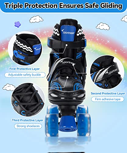 Sportneer Light Up Kids Roller Skates Adjustable with Protective Gears D6740