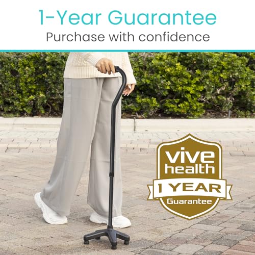 Vive Quad Cane Adjustable Walking Cane with 4 Pronged Base for Seniors C2311