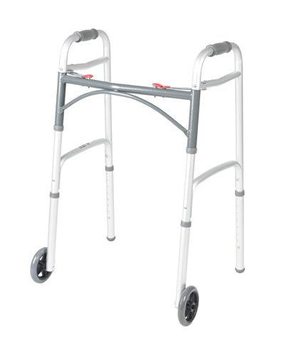 Drive Medical 2-Button Folding Walker with Pop & Glide Skis J798