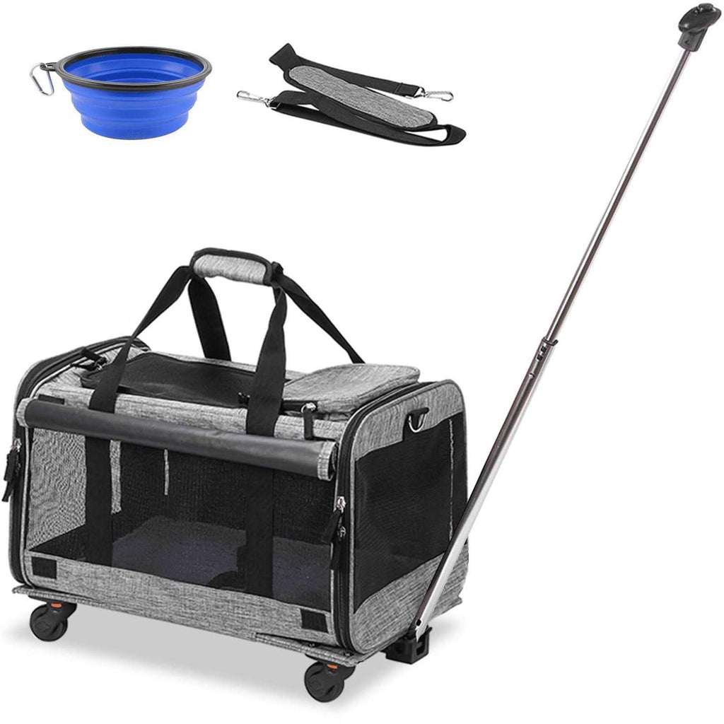 Mexmiody Pet Carrier with Wheels Airline Approved Dog Cat Carrier for Medium Small Dogs - Pet Supplies online store