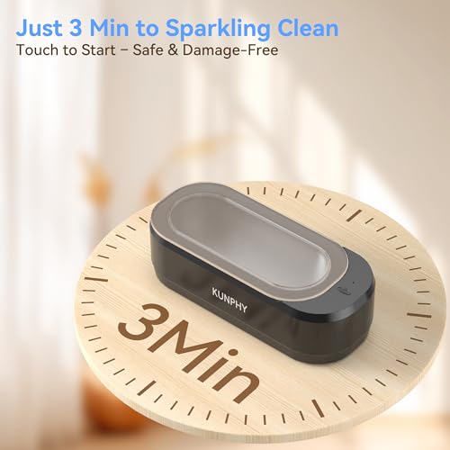 KUNPHY Ultrasonic Jewelry Cleaner, 12oz 46KHz, One-Touch Operation, White W240