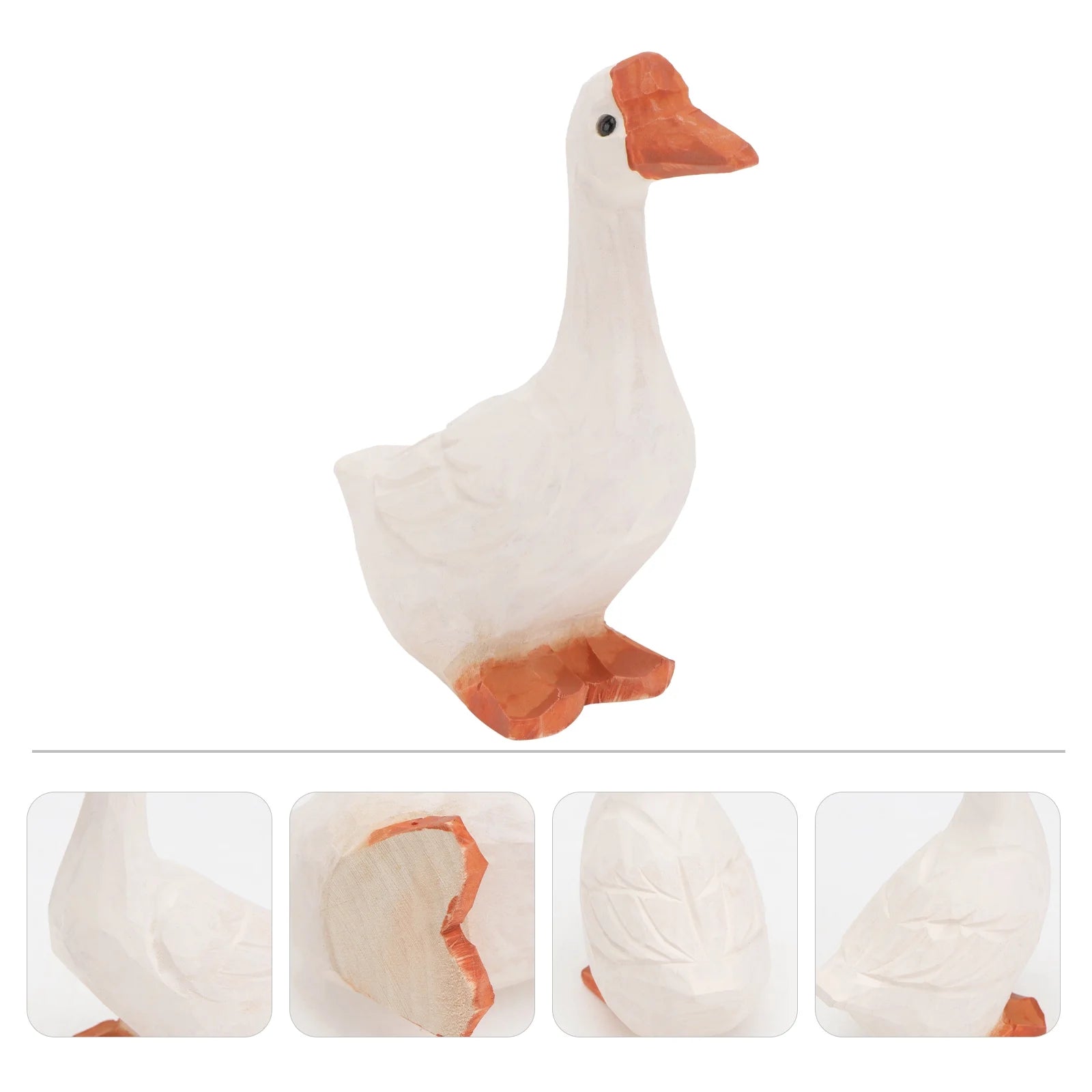 Wooden Goose Mini Animal Carving Ornaments Home Decor 11x6cm V122812