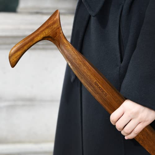 Wooden Walking Cane with Travel Bag, Natural Solid Wood, Ergonomic for Seniors Q6864