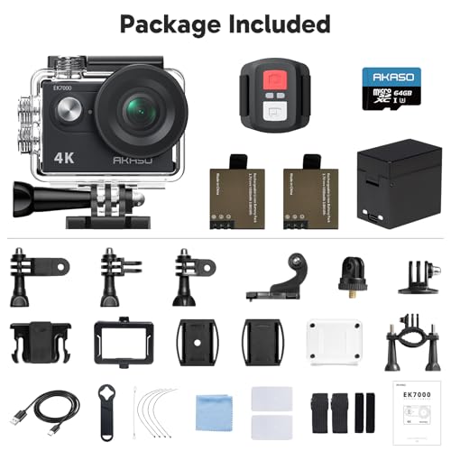 AKASO EK7000 4K30fps Action Camera with 128GB MicroSDXC Card Bundle N9066