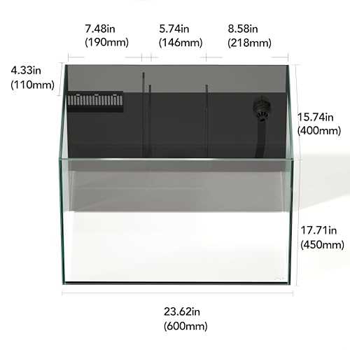 Landen 60P 26.23 Gallon Ultra Clear Rimless Low Iron Aquarium Tank with Rear Filtration Chamber M2475