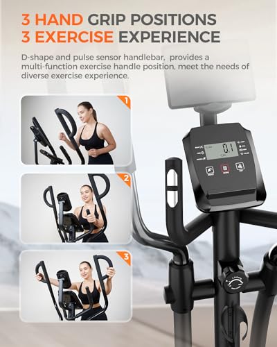 pooboo Elliptical Machine with 16-Level Resistance and LCD Monitor N448672