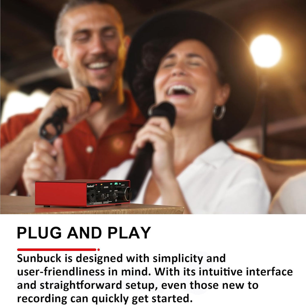 Sunbuck Audio Interface for PC/MAC, 24Bit/192kHz, XLR/48V Phantom Power, USB T120