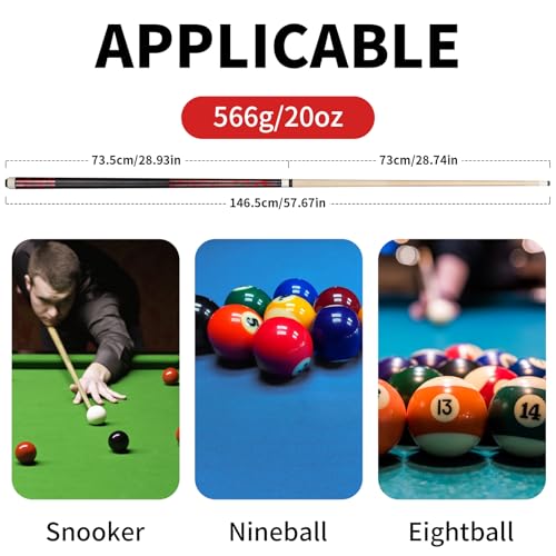LOTKEY Pool Cue Set of 4 - Canadian Maple 58'' Billiard Sticks with 2 Chalks R905285